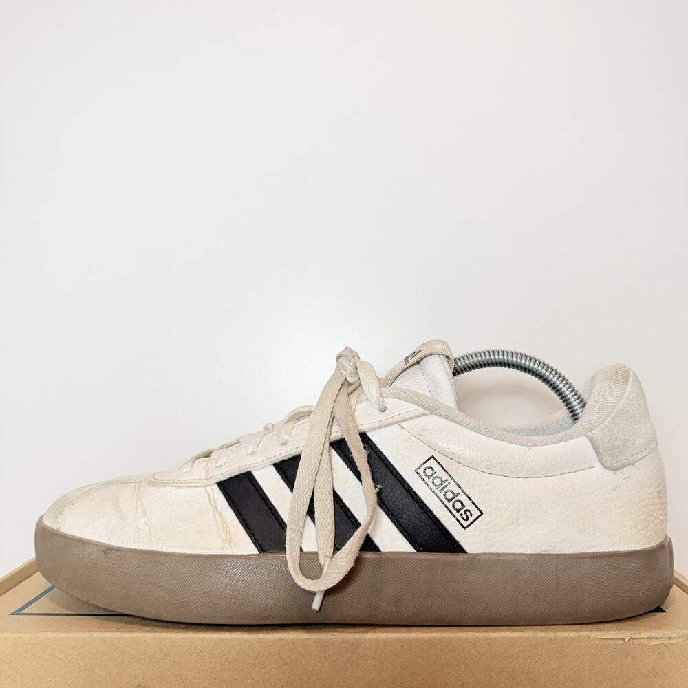 Men's Size 10 Adidas VL Court 3.0 White Black Classic Gym Skateboard Shoes Gum